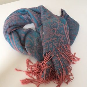 Blue & Pink Pashmina Silk Scarf